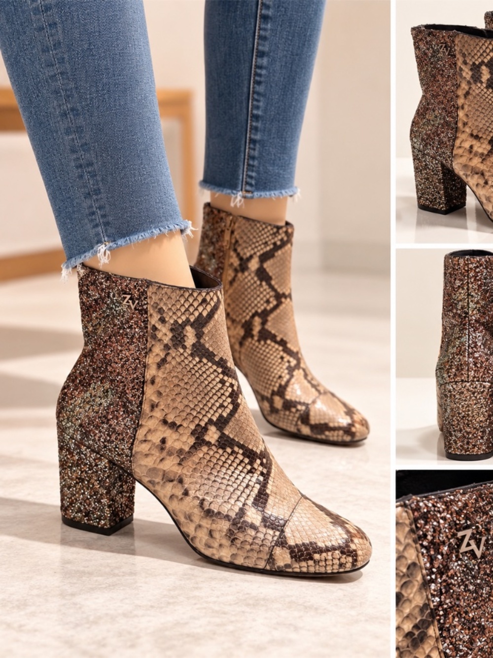 Zadig & Voltaire Lena Wild Python Glitter Boots EU 40